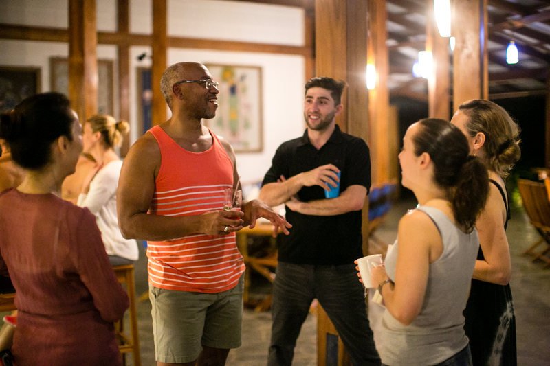 Yoga teacher training students building community and friendships at Blue Osa