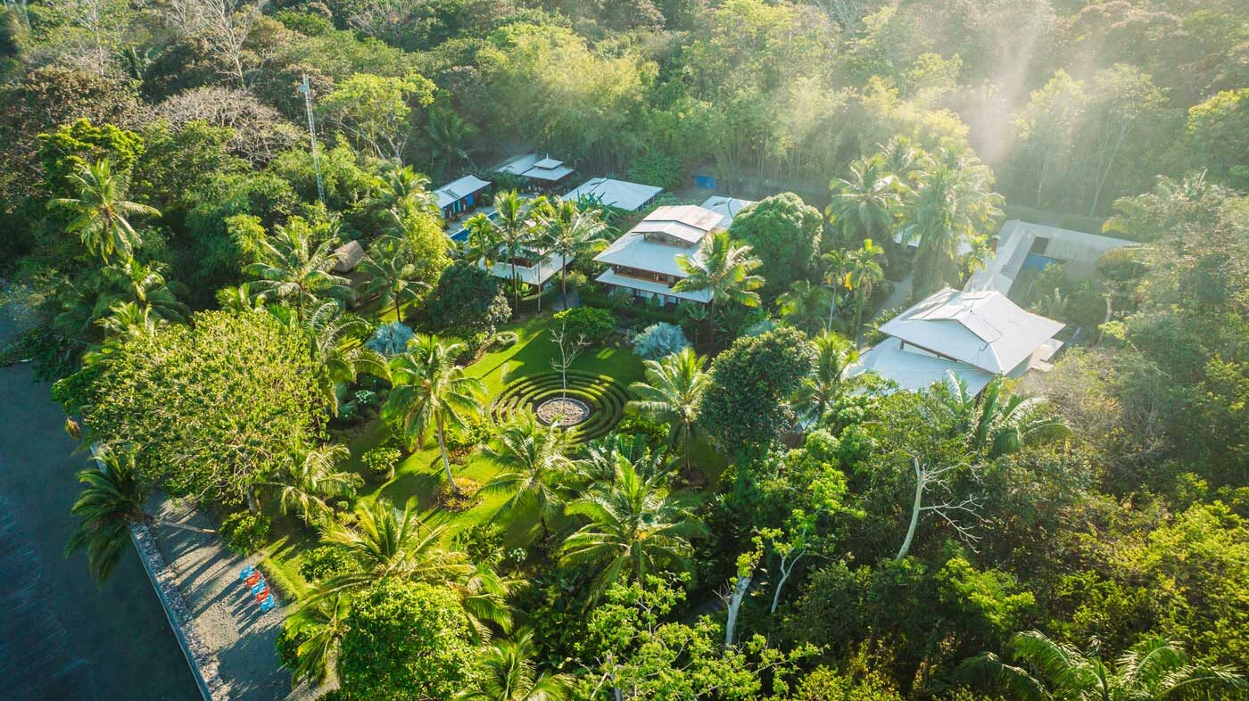 Drone View from above of Blue Osa Yoga Retreat in Costa Rica