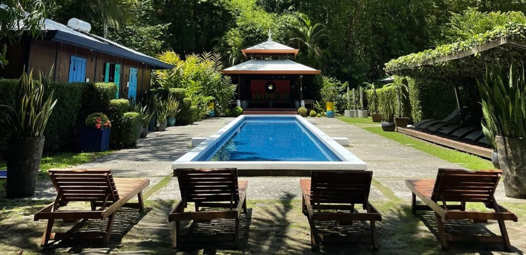 blue pool in a resort in costa rica