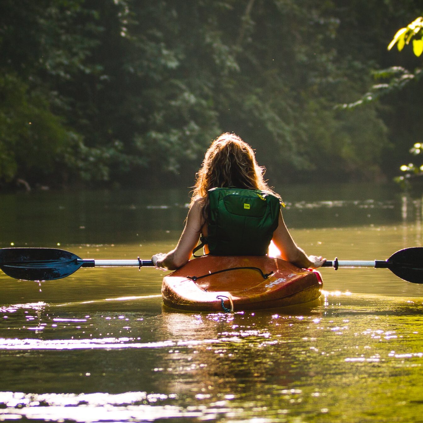 Woman on a mangrove kayak tour in Costa Rica. 