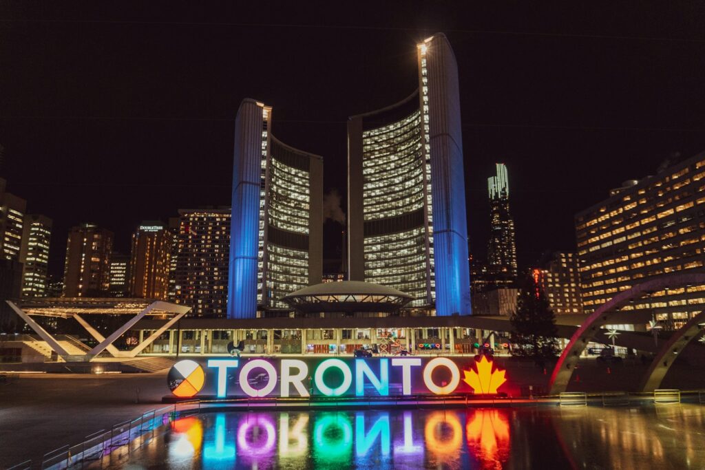 Photo by Conor Samuel. Toronto building with lights